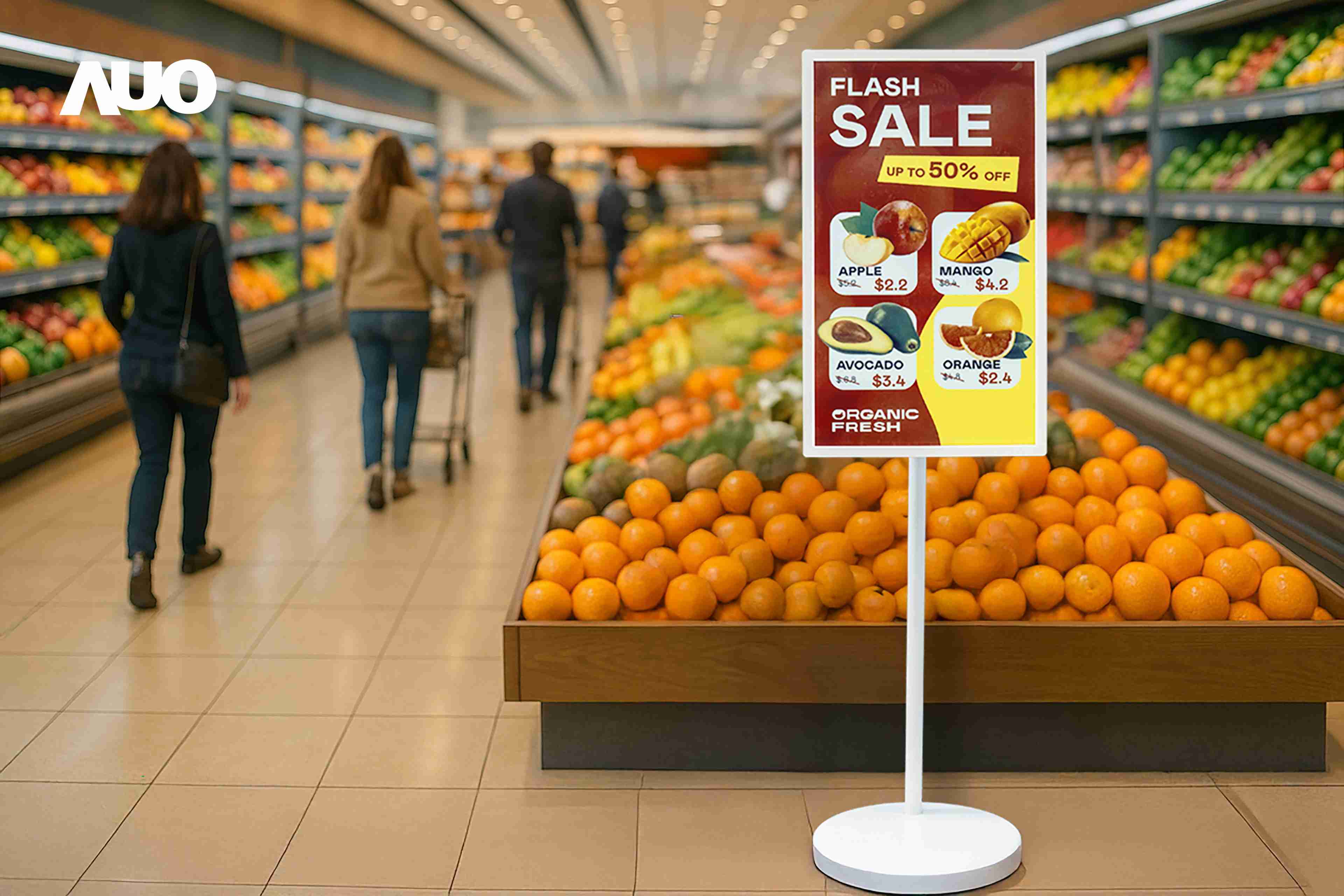 达擎首亮相低功耗、、全彩的〝aecoPost电子纸解决方案〞，，，仅在更新画面时需要微量的电力驱动，，无需布建电线的便捷设计，，，，使其可灵活应用、、随意置放，，并可透过云端或行动装置app，，轻松管理及排程广告内容，，，晋升店头营销利器。。。